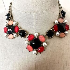 White House Black Market Orange Pearl and black bib necklace